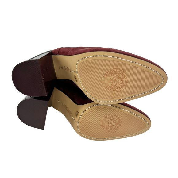 VINCE CAMUTO Enverna Almond-Toe Block Heeled Burgundy Suede Boots size 7.5 NWIB - Picture 10 of 14